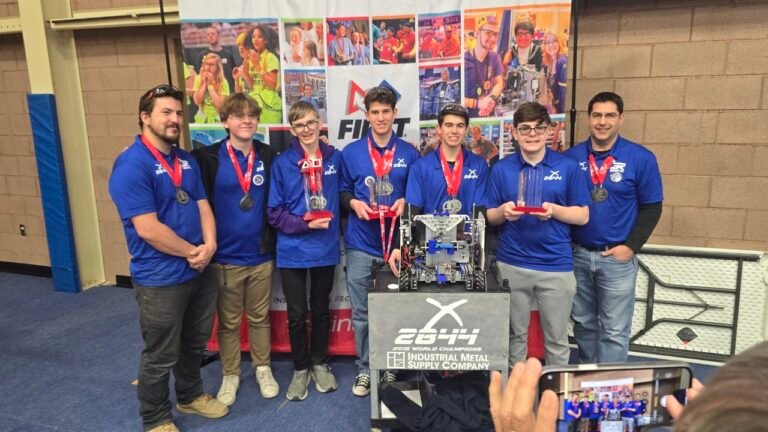 FTC Team 2844 Standing in a line with their awards